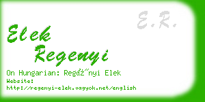 elek regenyi business card